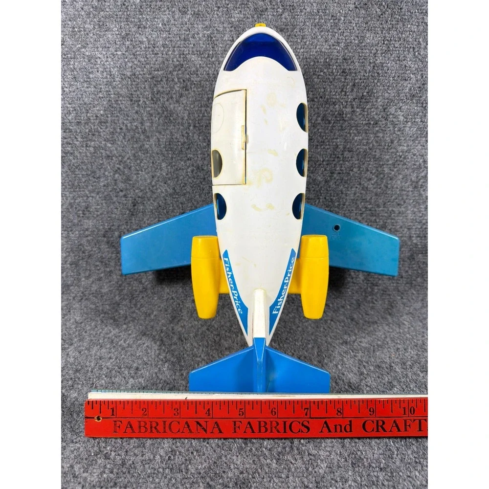 Vintage 1980 Fisher Price Little People Jetliner Airplane Toy 933 White Blue